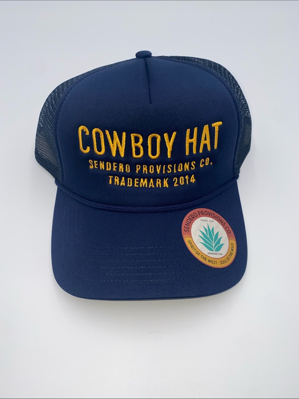 Sendero Provisions Co. NWT Navy Trucker Hat with Gold Embroidery